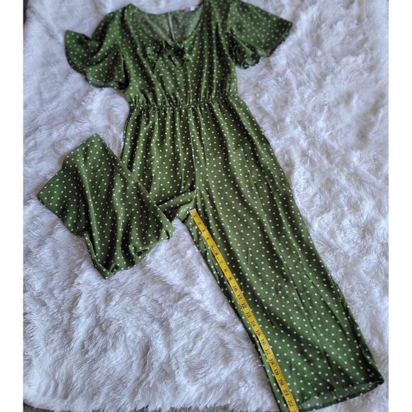 Xtraordinary Women's Olive Ivory Juniors' Printed Tie Front Jumpsuit - M - Picture 7 of 8